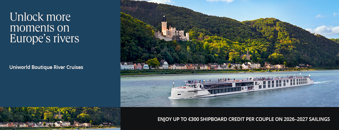 Unlock more moments on Europe's rivers with Uniworld Boutique River Cruises. Enjoy up to EUR 300 shipboard credit per couple on 2026-2027 sailings.